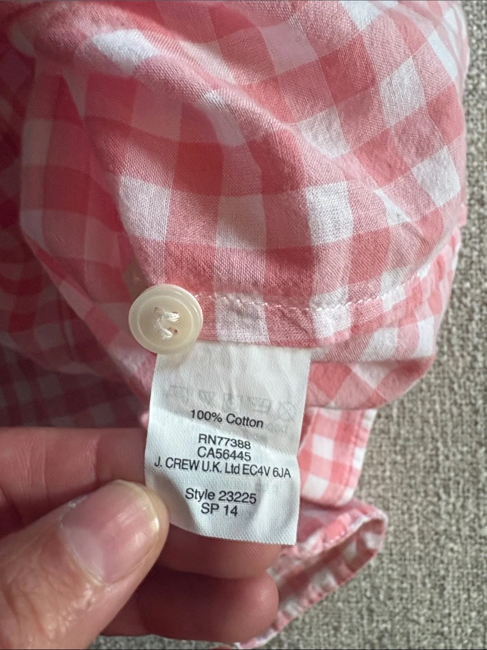 J. Crew Pink and White Gingham Button-Down Shirt
